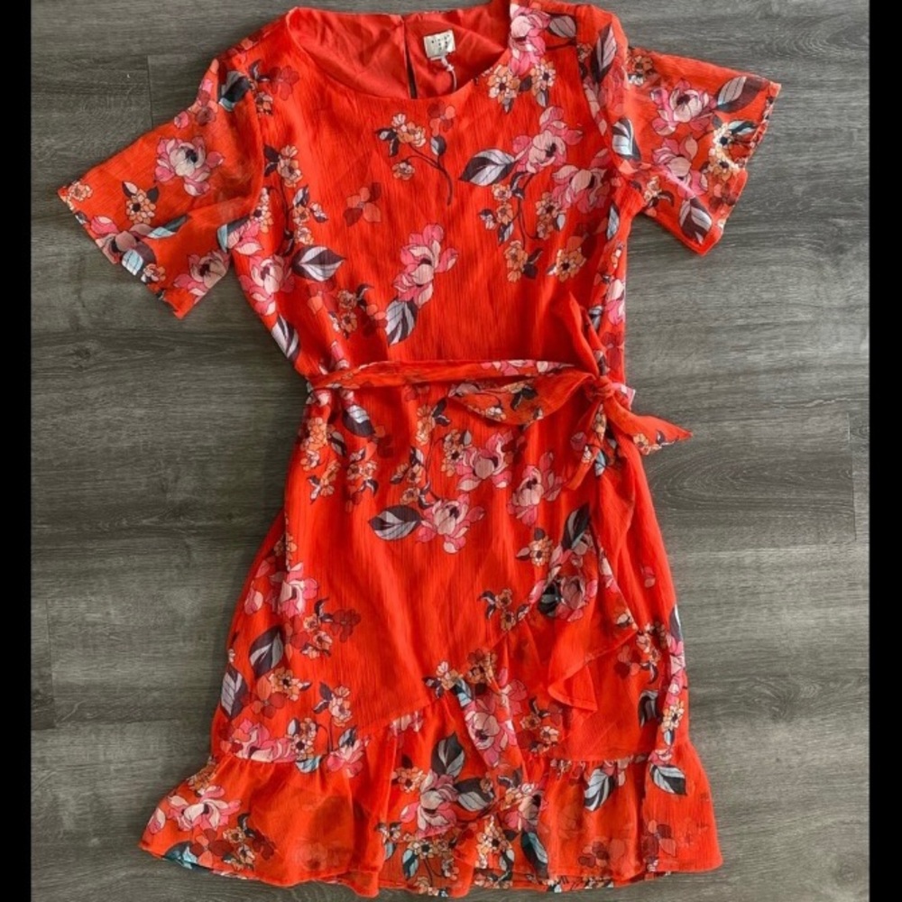 NWT A New Day Red/Orange Floral Dress
